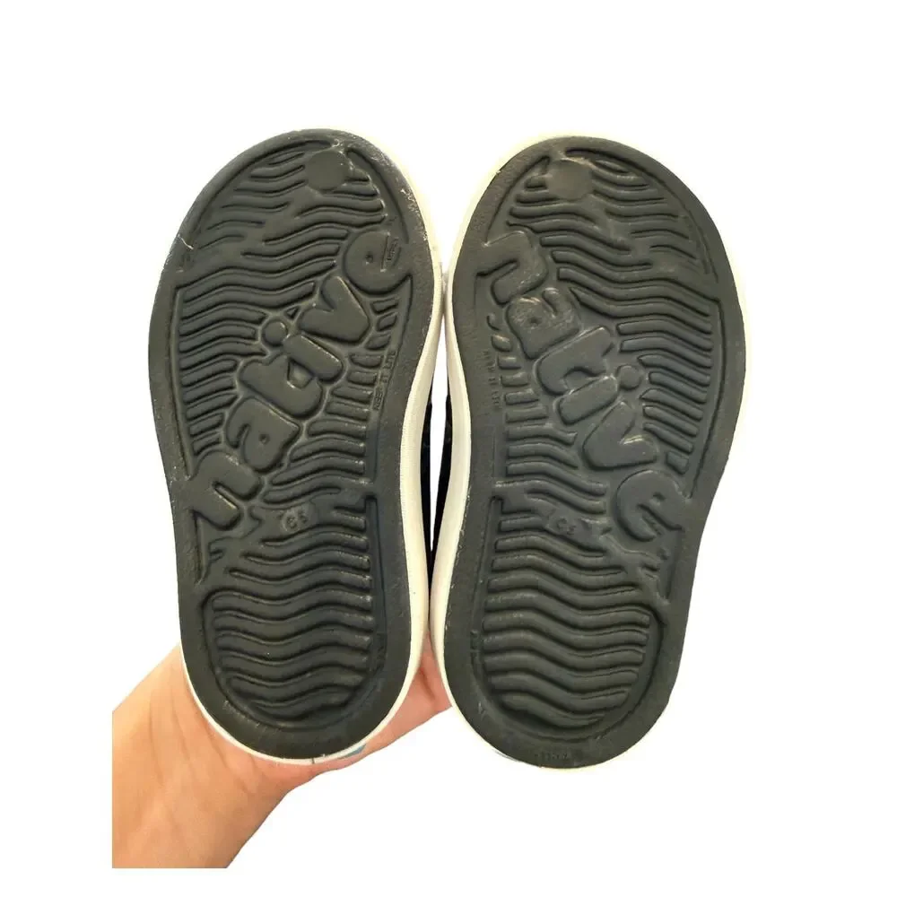 Native Kids Jiffy Black Shell White Jefferson Classic Slip On Shoes Size C6